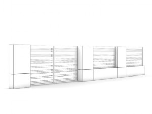 concrete fence with gate 01 Modello 3D