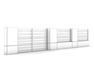 concrete fence with gate 02 3D Model