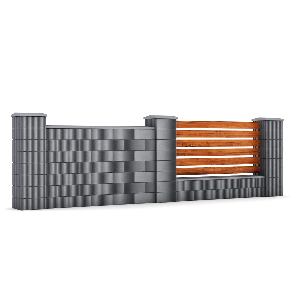 concrete fence 02 3D Model .c4d .max .obj .3ds .fbx .stl .blend 