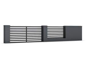 concrete fence with gate 03 3D Model