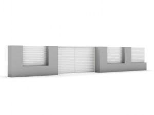 concrete fence with gate 04 3D Model