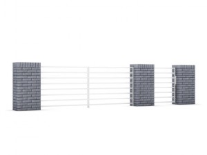 concrete fence with gate 05 3D Model