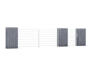 бетонний паркан з воротами 05 3D Модель