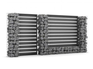 stone fence with gate 01 3D Model