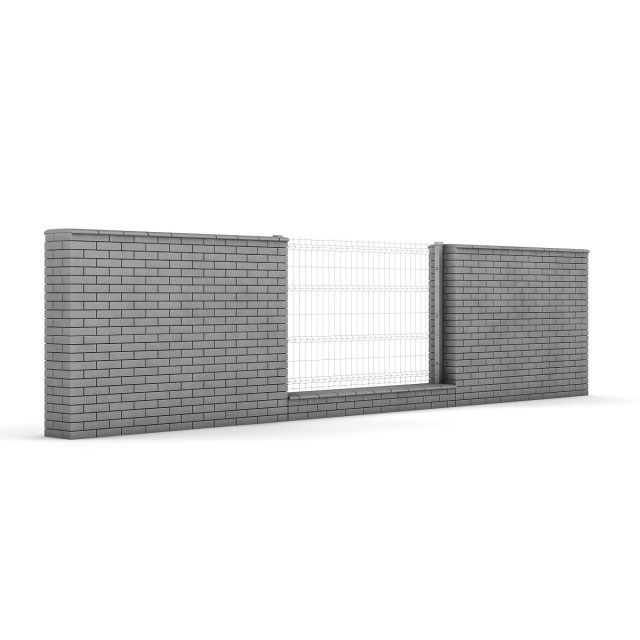 concrete fence 06 3D Model .c4d .max .obj .3ds .fbx .stl .blend 