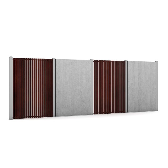concrete and wood fence 01 3D Модель .c4d .max .obj .3ds .fbx .stl .blend 