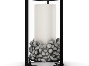 white candle in glass Modèle 3D