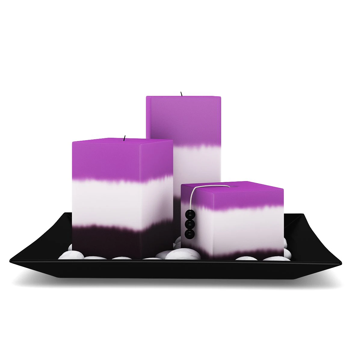 purplewhite candles 3D Model .c4d .max .obj .3ds .fbx .stl .blend 