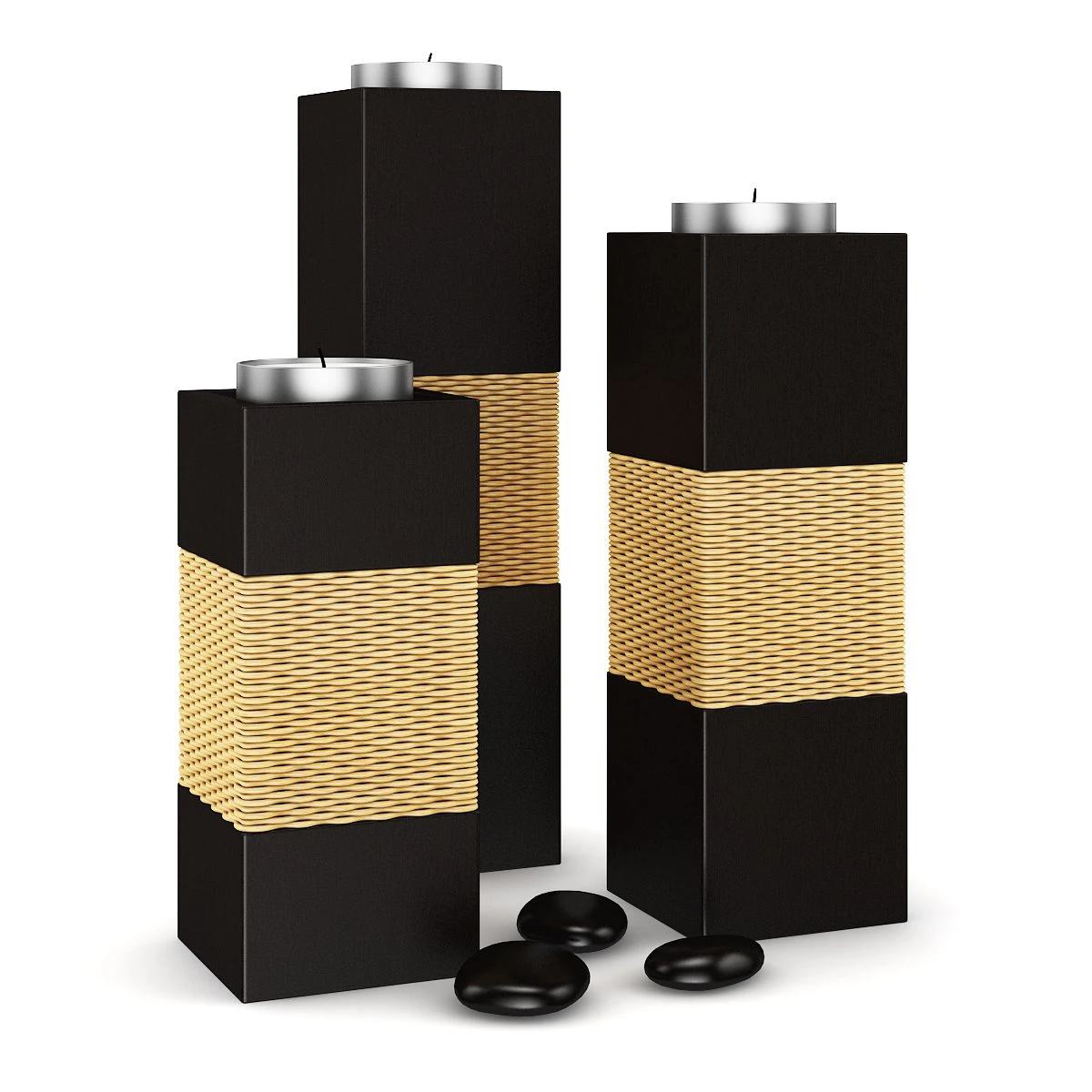wooden candlesticks 3D Model .c4d .max .obj .3ds .fbx .stl .blend 