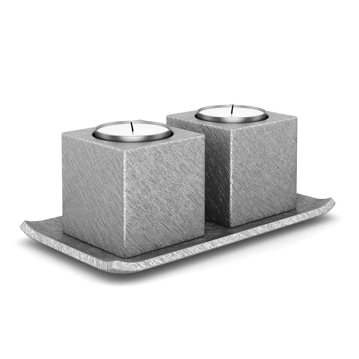 double metal candles 3D Model .c4d .max .obj .3ds .fbx .stl .blend 