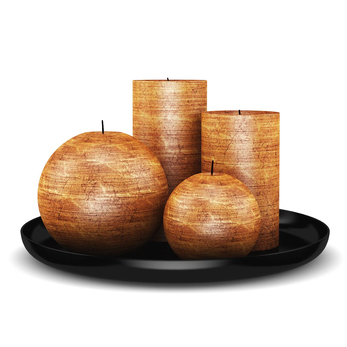 orange candles set 3D Model .c4d .max .obj .3ds .fbx .stl .blend 