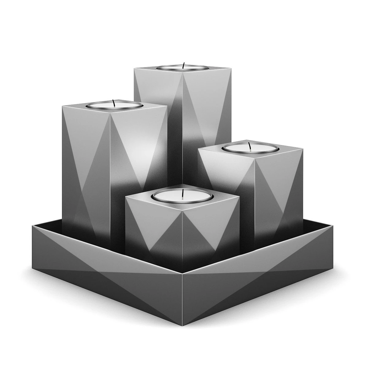 metal candles set 3D Model .c4d .max .obj .3ds .fbx .stl .blend 