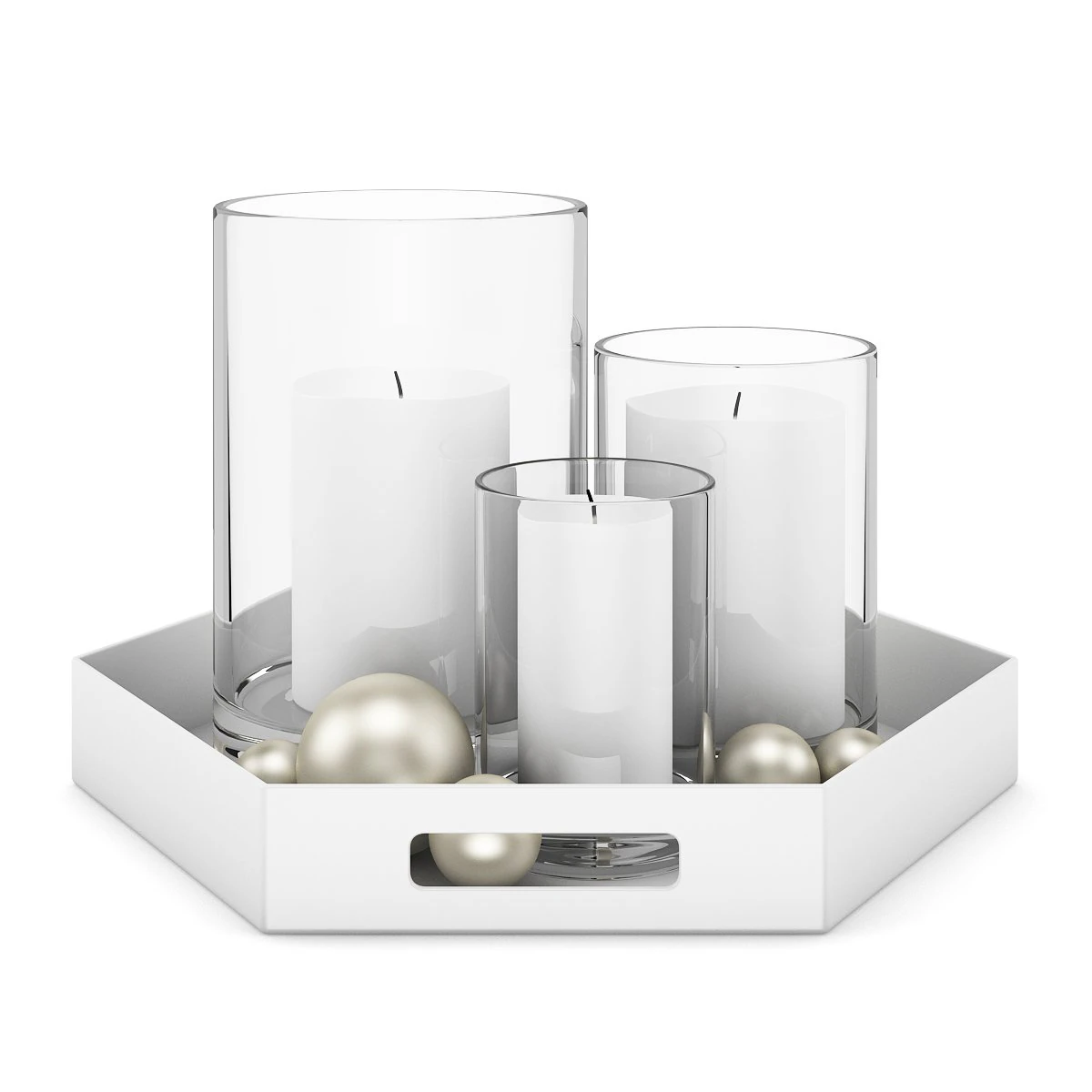 white candles set 3D Model .c4d .max .obj .3ds .fbx .stl .blend