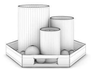 white candles set 3D Model