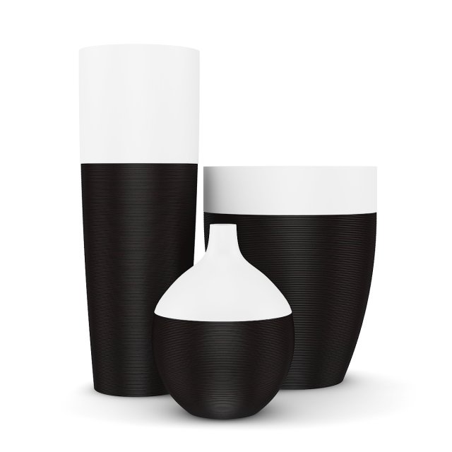 black and white vases 3D Model .c4d .max .obj .3ds .fbx .stl .blend 