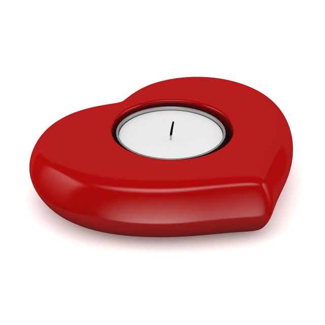 heart shaped candlestick 3D Модель .c4d .max .obj .3ds .fbx .stl .blend 