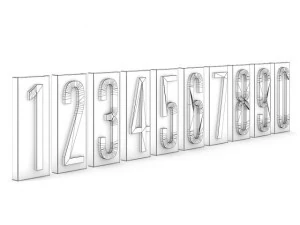 wall numbers 0  9 3D Model
