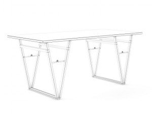 white modern table Model 3D