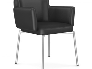black leather chair 2 3D Model