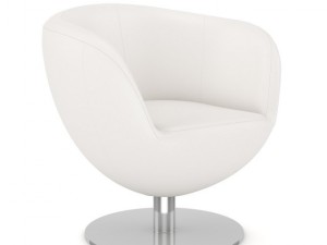 white leather swivel chair Modelo 3D