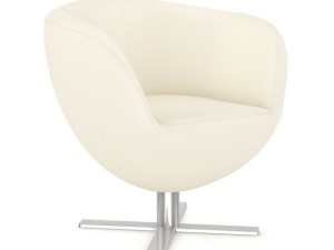 white leather swivel chair Modelo 3D