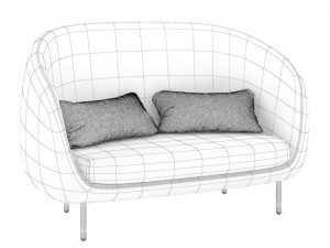 pink sofa with pillows 3D Model