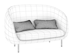 pink sofa with pillows 3D Model