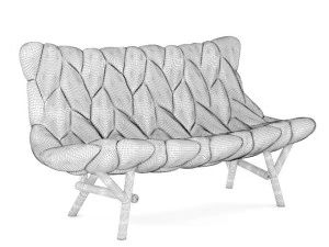 red modern sofa 3D Model