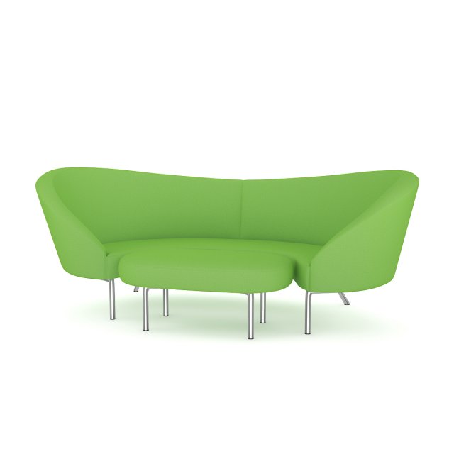green sofa with footrest Modelo 3D .c4d .max .obj .3ds .fbx .stl .blend 