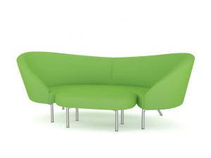 green sofa with footrest Model 3D