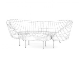 green sofa with footrest Modelo 3D