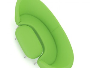 green sofa with footrest Modelo 3D