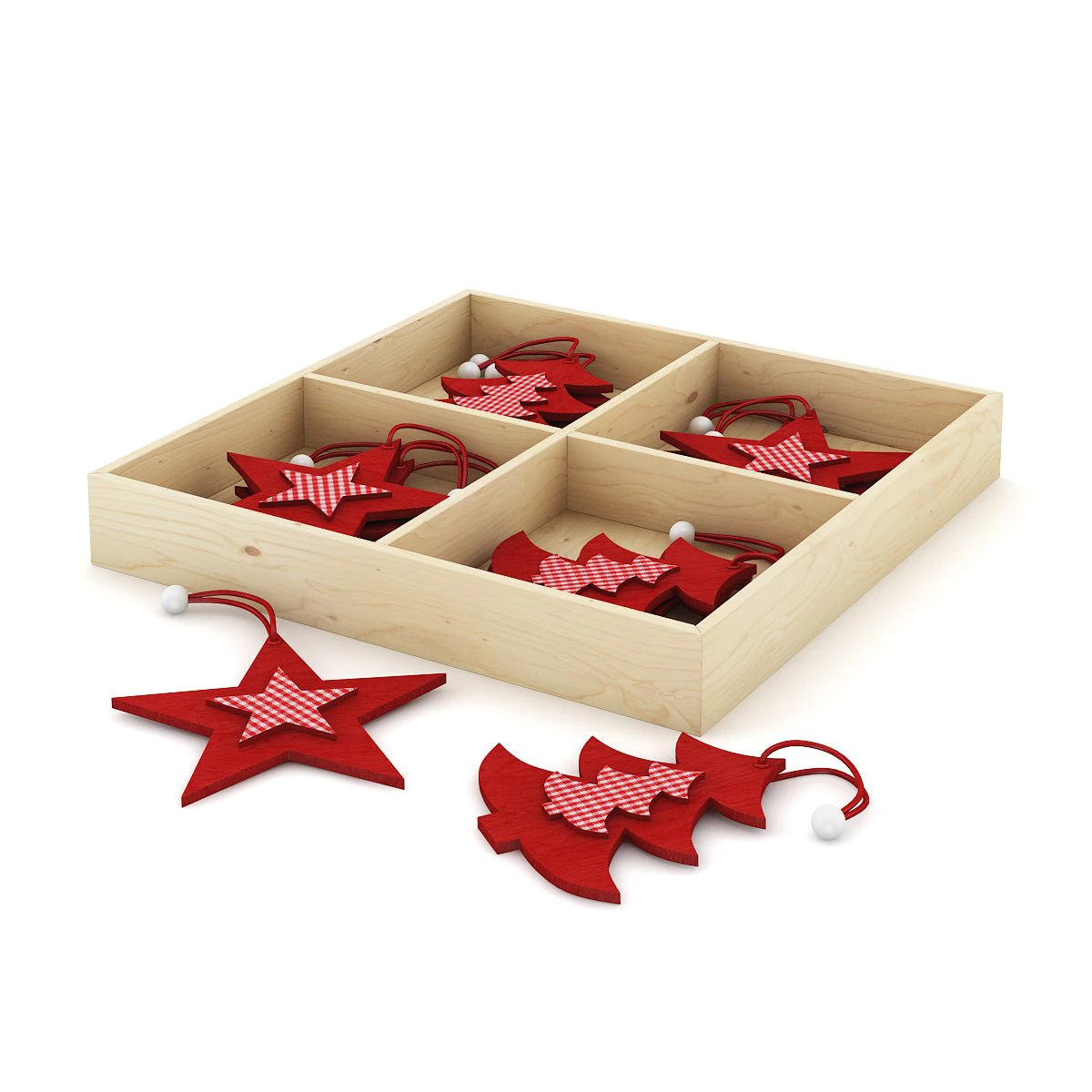 box of christmas decorations 2 3D Model .c4d .max .obj .3ds .fbx .stl .blend 