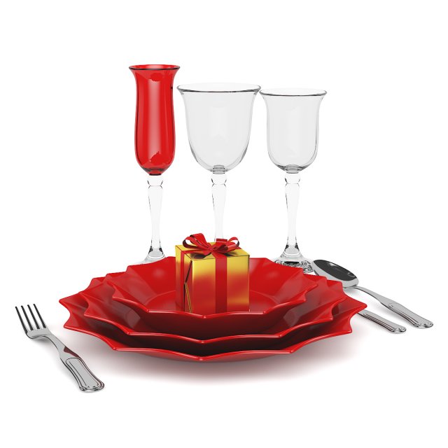 christmas dining set 3D Model .c4d .max .obj .3ds .fbx .stl .blend 