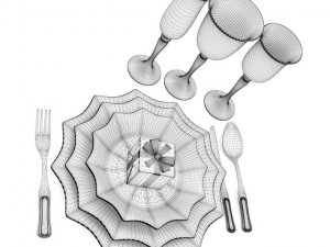 christmas dining set 3D Model