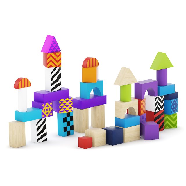 wooden blocks Model 3D .c4d .max .obj .3ds .fbx .stl .blend 