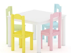 детский стол и стулья 3D Модель