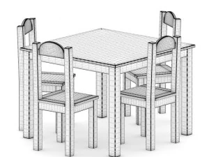 kids table and chairs 3D Model