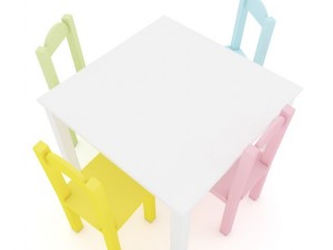 kids table and chairs 3D 모델