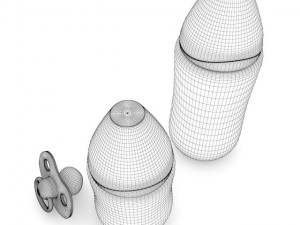 milk bottles and soother Model 3D
