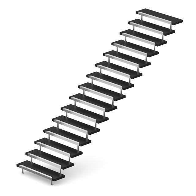 black metal stairs 1 3D Model .c4d .max .obj .3ds .fbx .stl .blend 