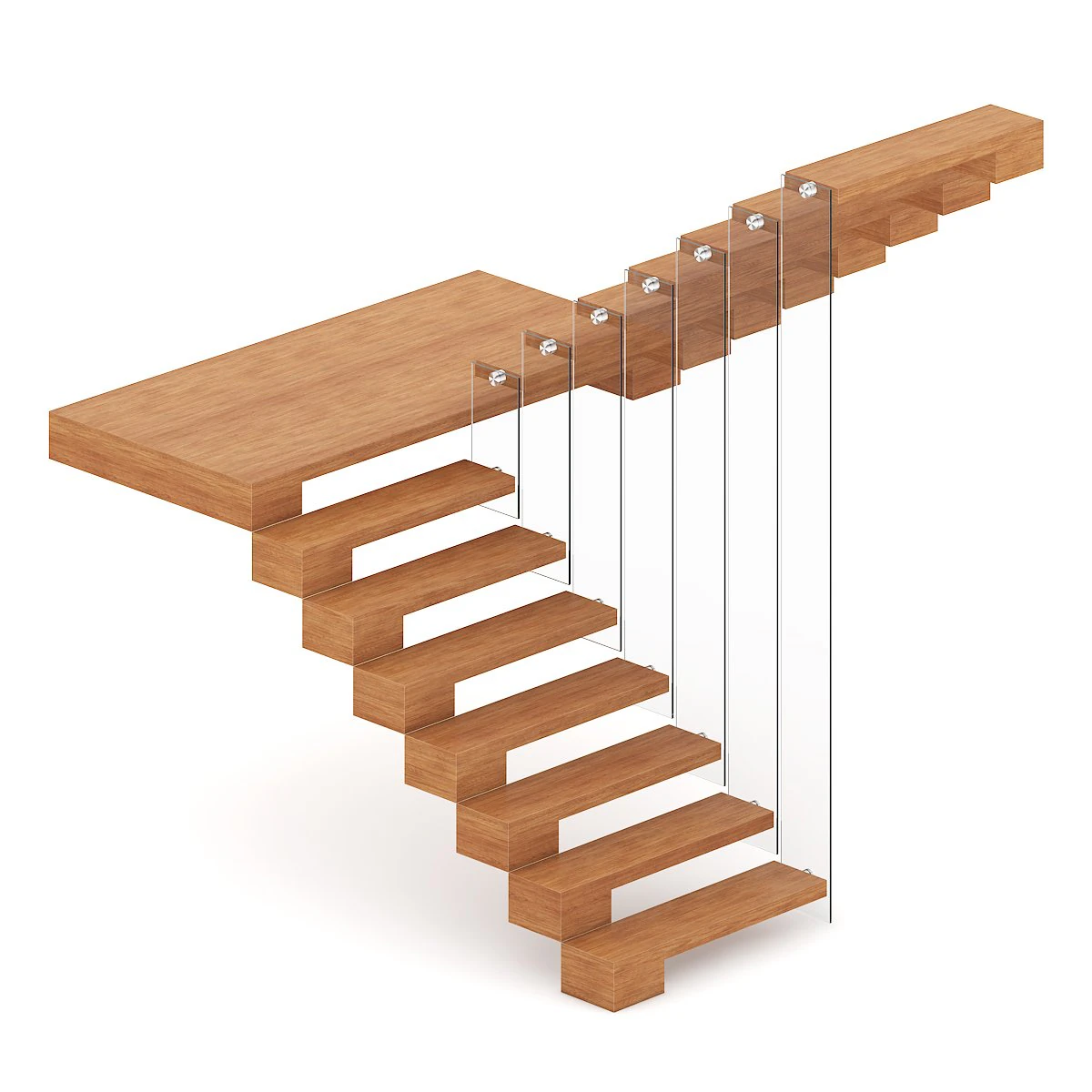 wooden stairs 2 3D Model .c4d .max .obj .3ds .fbx .stl .blend 