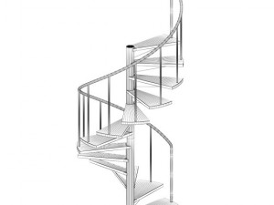 wooden spiral stairs 2 Model 3D