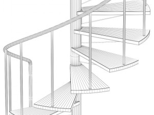 wooden spiral stairs 2 Model 3D
