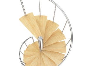 wooden spiral stairs 2 Model 3D