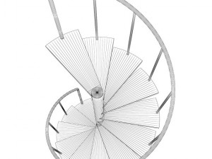 wooden spiral stairs 2 Model 3D