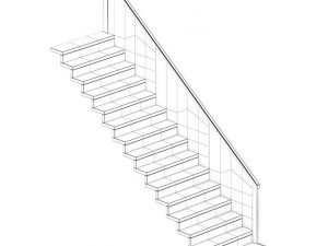 wooden stairs 5 Model 3D