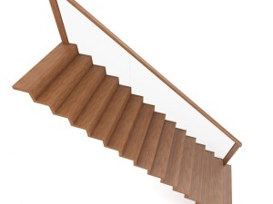 wooden stairs 5 Model 3D
