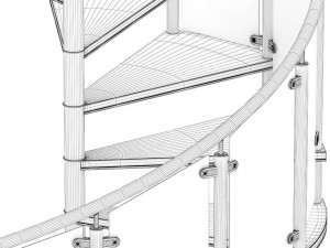 wooden spiral stairs 4 3D Model
