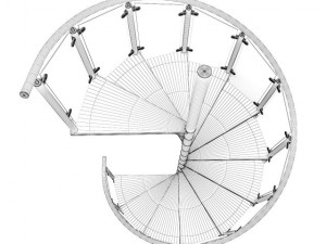 wooden spiral stairs 4 3D Model